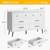 DWVO White 6 Drawers Dresser, Modern Wood Dresser Chest of Drawers with Black Metal Handle ＆ Anti-Tipping Device, Modern Storage Cabinet for Hallway, Entryway, Living Room DWVO