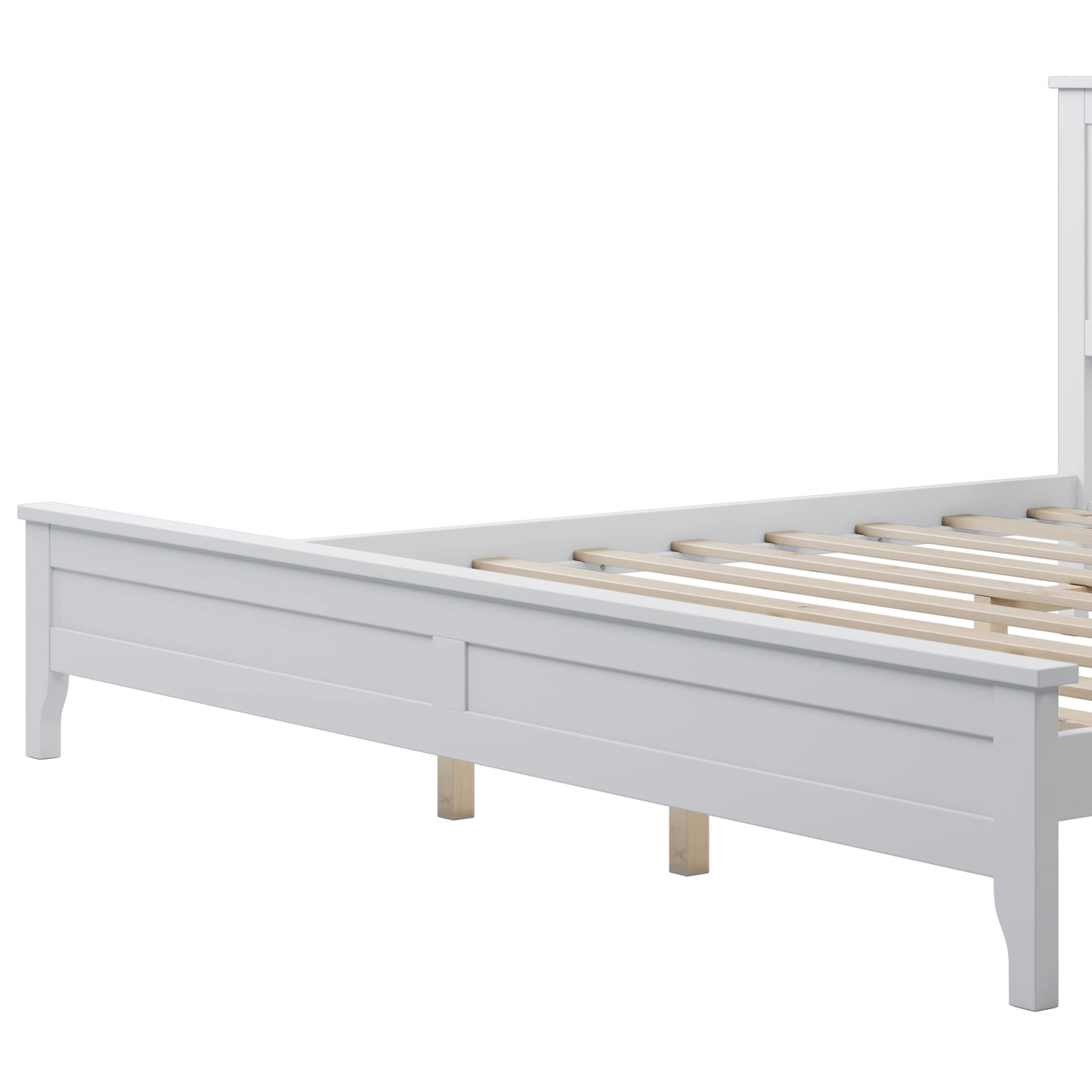 LZ LEISURE ZONE Modern King Size Solid Wood Platform Bed Frame in White - WoodArtSupply