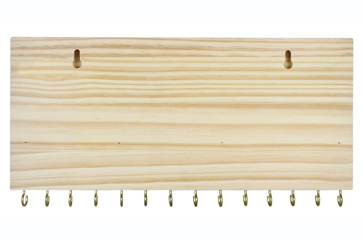 SANY DAYO HOME 27 Hooks Wall Mounted Necklace Holder 14 x 6 inch Hanging Rustic Wooden Jewelry Organizer with Removable Bracelet Rod and Shelf for Kids, Girls, Women - Ivory White SANY DAYO HOME