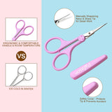 PAFASON 4" Stainless Steel Detail Craft Scissors Set with Straight Precise Tips & Safety Cap & TSA Complied Ideal for Scrapbooking, Paper Yarn Thread Fabric Cutting Sewing Quilting Embroidery Knitting Pafason