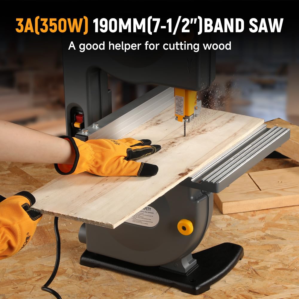 HOTECHE 7-1/2-Inch Band Saw, 3-Amp, Max Cutting Depth 3.2-Inch Width 7.5-Inch,Tilting Range 0-45° for Precision Woodworking and Metal Cutting - WoodArtSupply