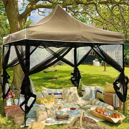 Gazebo Mosquito Net, OKYUK 2024 Gazebo Universal Replacement Mosquito Netting, Outdoor Canopy 4-Panel Screen Walls with Zipper for 12' x 12' Gazebo, Garden, Patio, Backyard (Mosquito Net Only, Black)