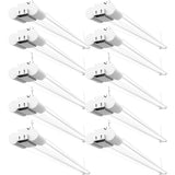 Sunco 10 Pack Linkable LED Utility Shop Light, 4500 LM, 5000K Daylight, 4 FT, 48 Inch Integrated Fixture for Garage, 40W Equivalent 150W, Surface + Suspension Mount, White Sunco Lighting
