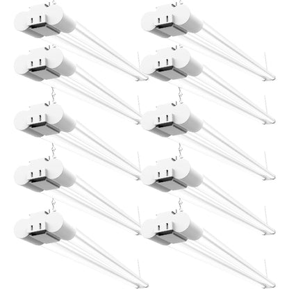 Sunco 10 Pack Linkable LED Utility Shop Light, 4500 LM, 5000K Daylight, 4 FT, 48 Inch Integrated Fixture for Garage, 40W Equivalent 150W, Surface + Suspension Mount, White - WoodArtSupply