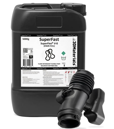 Superflex UL94 V-0, 3D Printer Resin, Flame-Retardant Parts Simulating Flexible Rubber 80A, Made in Korea by 3DMaterials (5000g, Black) 3DMaterials