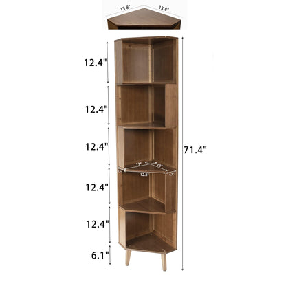 BALANBO 5-Tier Industrial Corner Bookshelf - Multifunctional Storage Solution for Home and Office - WoodArtSupply