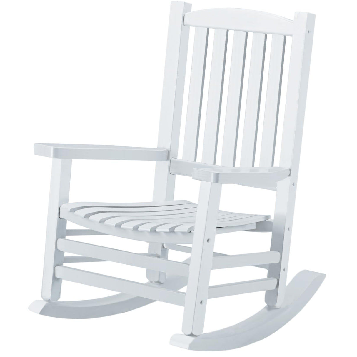 Hupmad Wooden Rocking Chair Rocker Outdoor Oversized Porch Rocker Chair,Patio Wooden Rocker with High Back and Armrest,All Weather Rocker Slatted for Backyard,Garden,400 lbs Support,White Hupmad