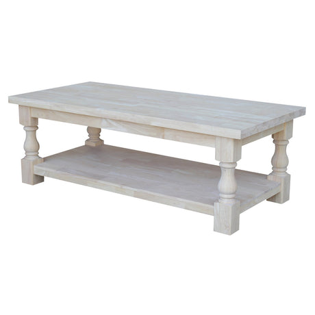 IC International Concepts Tuscan Coffee Table, 56 x 26-inch, Unfinished IC International Concepts