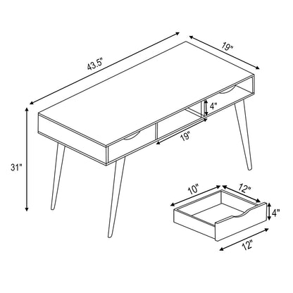 Tangkula Mid Century Desk with Drawers, Modern Writing Study Desk, Home Office Desk Computer Desk with Solid Wood Legs & Open Shelf, Study Workstation Multifunctional Vanity Table Desk for Be - WoodArtSupply