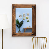 YOSHOOT Rustic Wooden Framed Wall Mirror, Natural Wood Bathroom Vanity Mirror for Farmhouse Decor, Vertical or Horizontal Hanging YOSHOOT