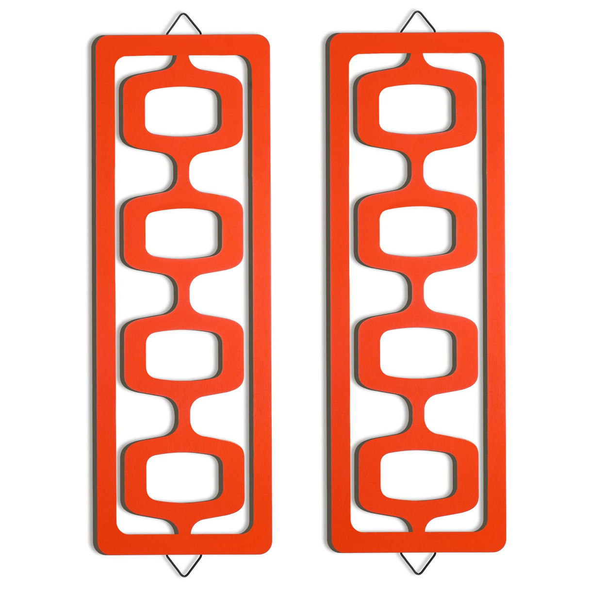 CroBlissful 2 Pcs Mid Century Modern Wall Art Wood Mid Century Elegance Decor Accents Abstract Wall Sculpture Geometric Panels for Interior Panel Art for Home Living Room(Orange) CroBlissful