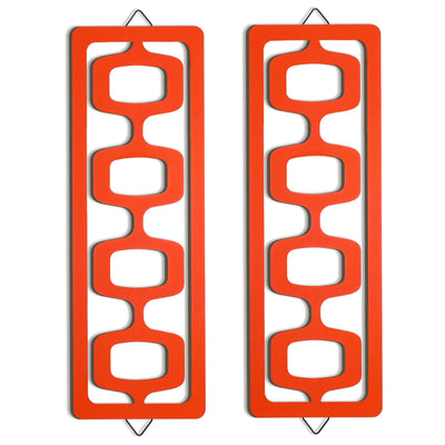 CroBlissful 2 Pcs Mid Century Modern Wall Art Wood Mid Century Elegance Decor Accents Abstract Wall Sculpture Geometric Panels for Interior Panel Art for Home Living Room(Orange)