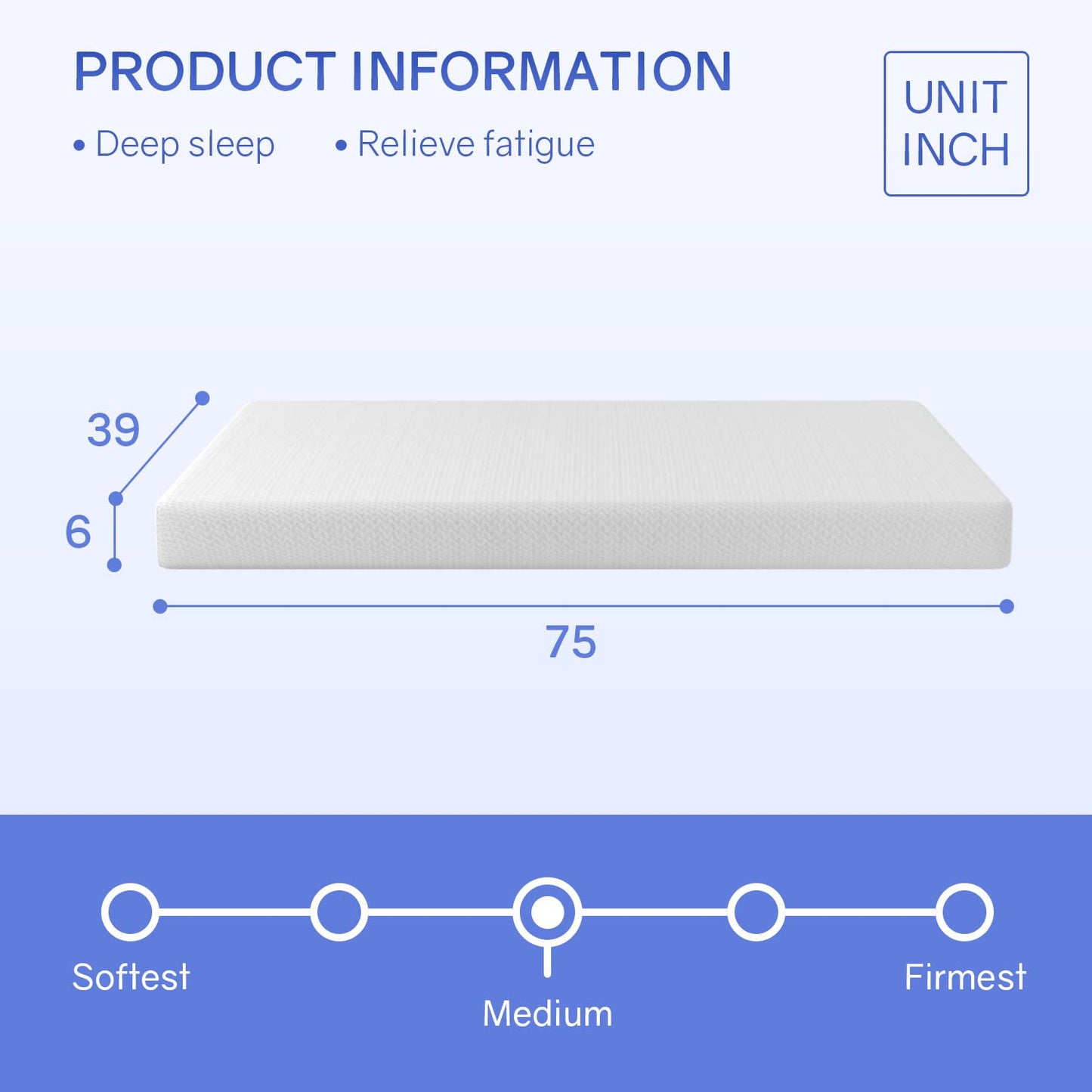 PayLessHere 6 Inch Twin Green Tea Cooling Gel Memory Foam Mattress Twin Size in a Box,Medium-Firm,Pressure Relief&Temperature Regulation,CertiPUR-US Certified,White