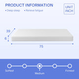 PayLessHere 6 Inch Twin Green Tea Cooling Gel Memory Foam Mattress Twin Size in a Box,Medium-Firm,Pressure Relief&Temperature Regulation,CertiPUR-US Certified,White PayLessHere
