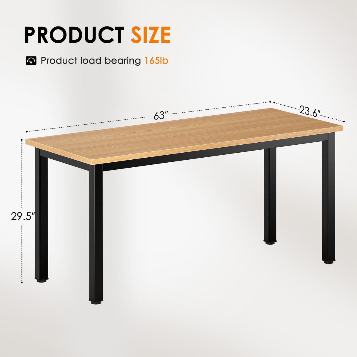 DlandHome 63 inches X-Large Computer Desk, Composite Wood Board, Decent and Steady Home Office Desk/Workstation/Table, BS1-160TB Teak and Black Legs, 1 Pack DlandHome