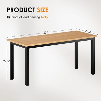 DlandHome 63 inches X-Large Computer Desk, Composite Wood Board, Decent and Steady Home Office Desk/Workstation/Table, BS1-160TB Teak and Black Legs, 1 Pack