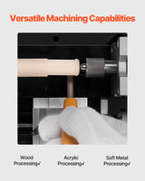 VEVOR Didactical Mini Metal Lathe Machine, 2.76 x 5.12 in, 36W Power Metal Lathe, 20,000 RPM Speed, with 3-jaw Chuck, Aluminum Alloy Handwheel, for Processing Precision Parts Soft Metals Wood Plastics VEVOR