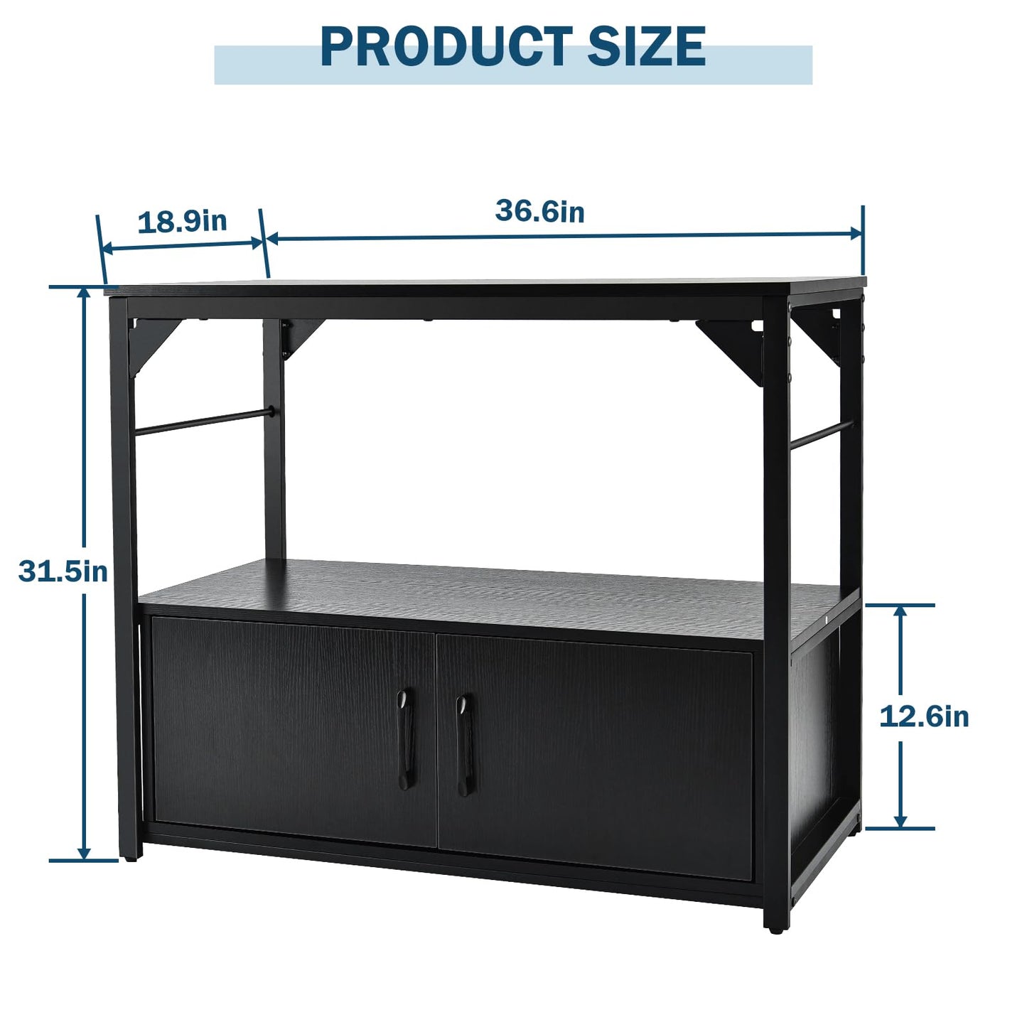 40 Gallon Fish Tank Stand Metal Frame Aquarium Stand with Storage Cabinet, Fish Tank with Stand for Fish Tank Accessories Storage for Fish Lovers, 660LBS Capacity Black 36.6" L*18.9" W Tabletop