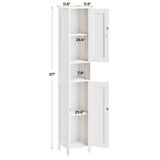 Homleke Tall Bathroom Storage Cabinet with 2 Doors, 67"H Narrow Storage Cabinet with Adjustable Shelves& Anti-Tip Design, Reversible Door Installation, Easy Assembly, 11.8 x 11.8 x 66.9 Inches, White Homleke
