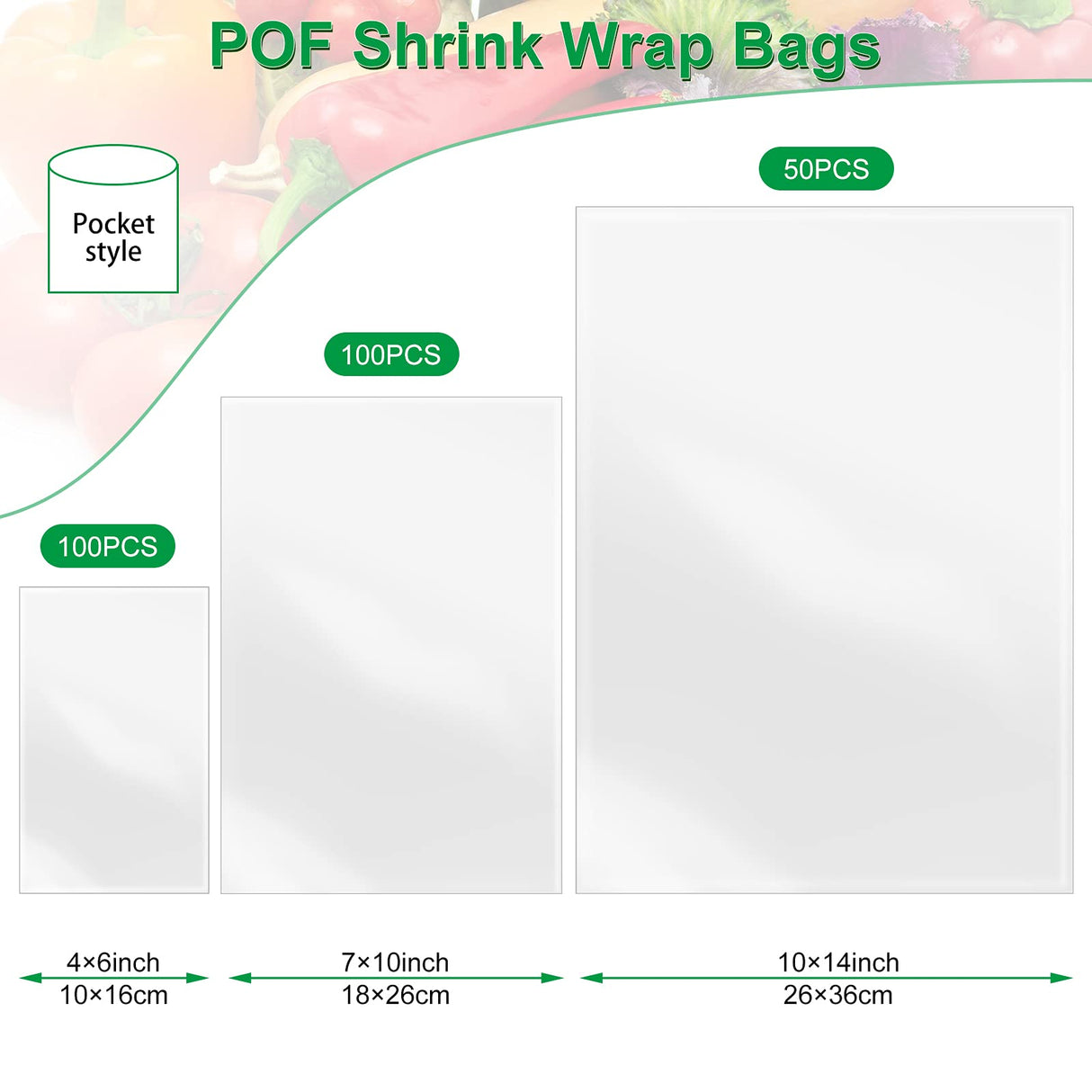 250 Pieces Heat Shrink Wrap Bags 4 x 6 Inch, 7 x 10 Inch, 10 x 14 Inch Clear Heat Shrink Film Wrap POF Heat Shrink Wrap for Homemade DIY Packaging Soap Candle Bath, 3 Sizes Gersoniel