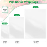 250 Pieces Heat Shrink Wrap Bags 4 x 6 Inch, 7 x 10 Inch, 10 x 14 Inch Clear Heat Shrink Film Wrap POF Heat Shrink Wrap for Homemade DIY Packaging Soap Candle Bath, 3 Sizes Gersoniel