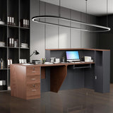 kaiwrxin L-Shaped Modern Reception Desk with Counter & Storage - 84" Large Office Front Desk, Salon Checkout Counter with Lockable Cabinets, Shelves (Brown & Black, Left - 84''L x 34''W x 41''H) kaiwrxin