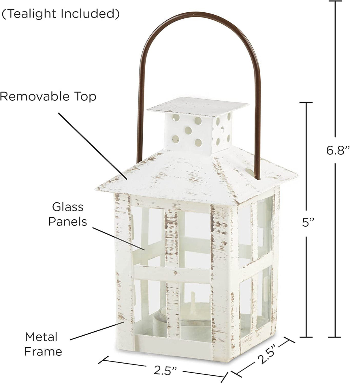 Kate Aspen Rustic Farmhouse Decor White Candle Holder Lantern Decorative (5 Inch), Wedding Decoration, Centerpiece Table Decorations, Home Decor, Shelf Decor, Fireplace Lantern Kate Aspen