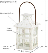 Kate Aspen Rustic Farmhouse Decor White Candle Holder Lantern Decorative (5 Inch), Wedding Decoration, Centerpiece Table Decorations, Home Decor, Shelf Decor, Fireplace Lantern Kate Aspen