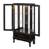52" H Lighted Curio Cabinet, 3-Tier Glass Display Case with Adjustable Glass Shelves, Vintage China Cabinet with 1 Storage Drawers, Black Display Cabinet for Bedroom Living Room Office SRECELL