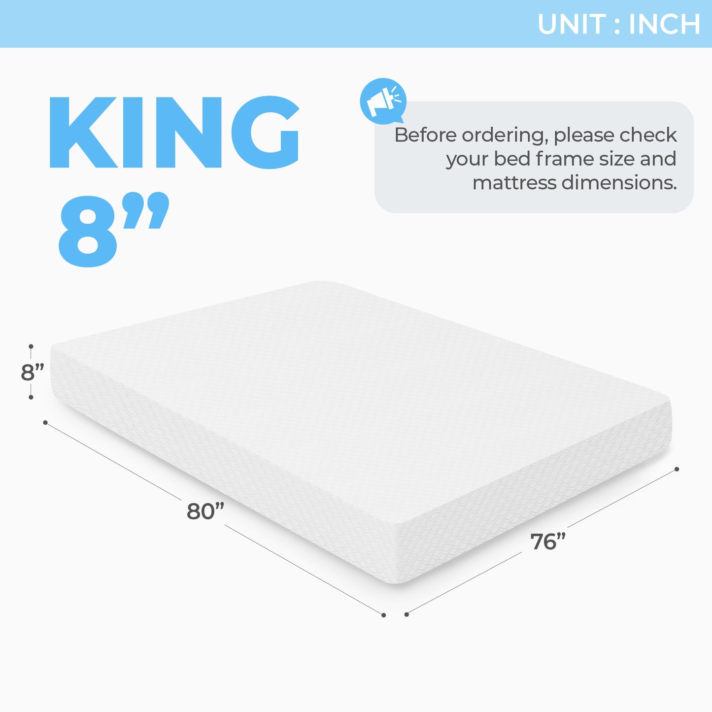 NEO SLEEP 8 Inch King Cooling Gel Memory Foam Mattress Medium Firm CertiPUR-US Certified Mattress in a Box Enhanced Pressure Relief Removable Soft Cover No Fiberglass (King, 8 in)