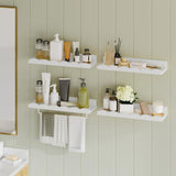 Fixwal Nursery Shelves, 16.5 Inch Floating Bookshelves for Wall Set of 4, Scalloped Wall Book Shelves with Towel Rack for Kids, Toddler Room, Baby Room, Nursery Decor and Storage(White) Fixwal