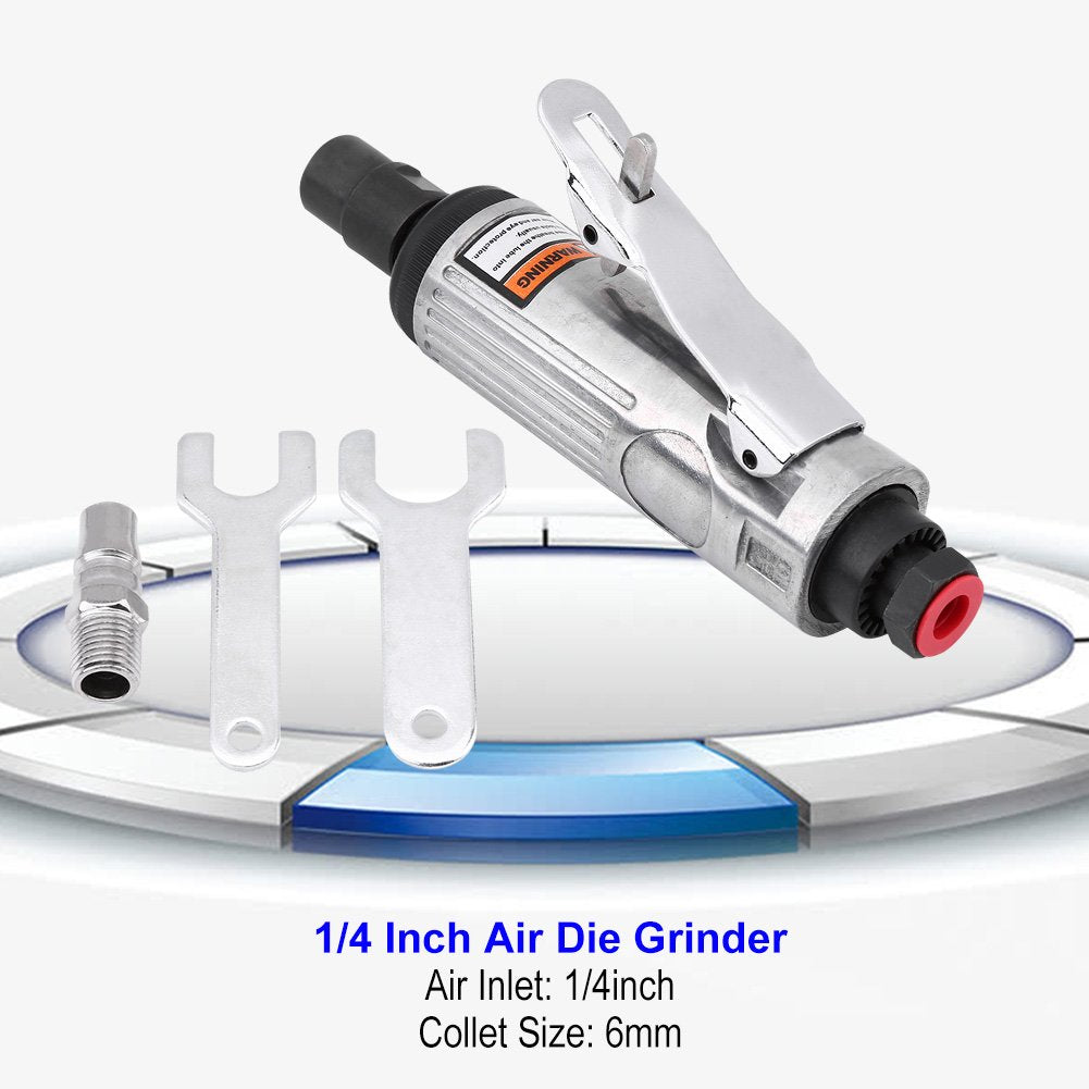 Acouto 1/4" Pneumatic Die Grinder 90PSI Pneumatic Air Die Grinder Grinding Kit Polishing Engraving Tool Acouto
