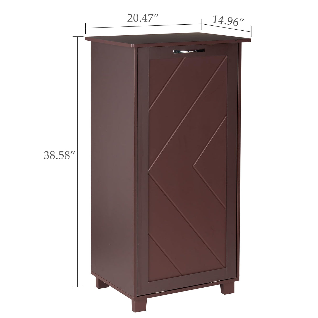 VECELO Tilt Out Kitchen Trash Bin Cabinet, Dog Proof Garbage Can with Wood Holder Free Standing Recycling, Brown VECELO