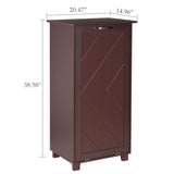 VECELO Tilt Out Kitchen Trash Bin Cabinet, Dog Proof Garbage Can with Wood Holder Free Standing Recycling, Brown VECELO