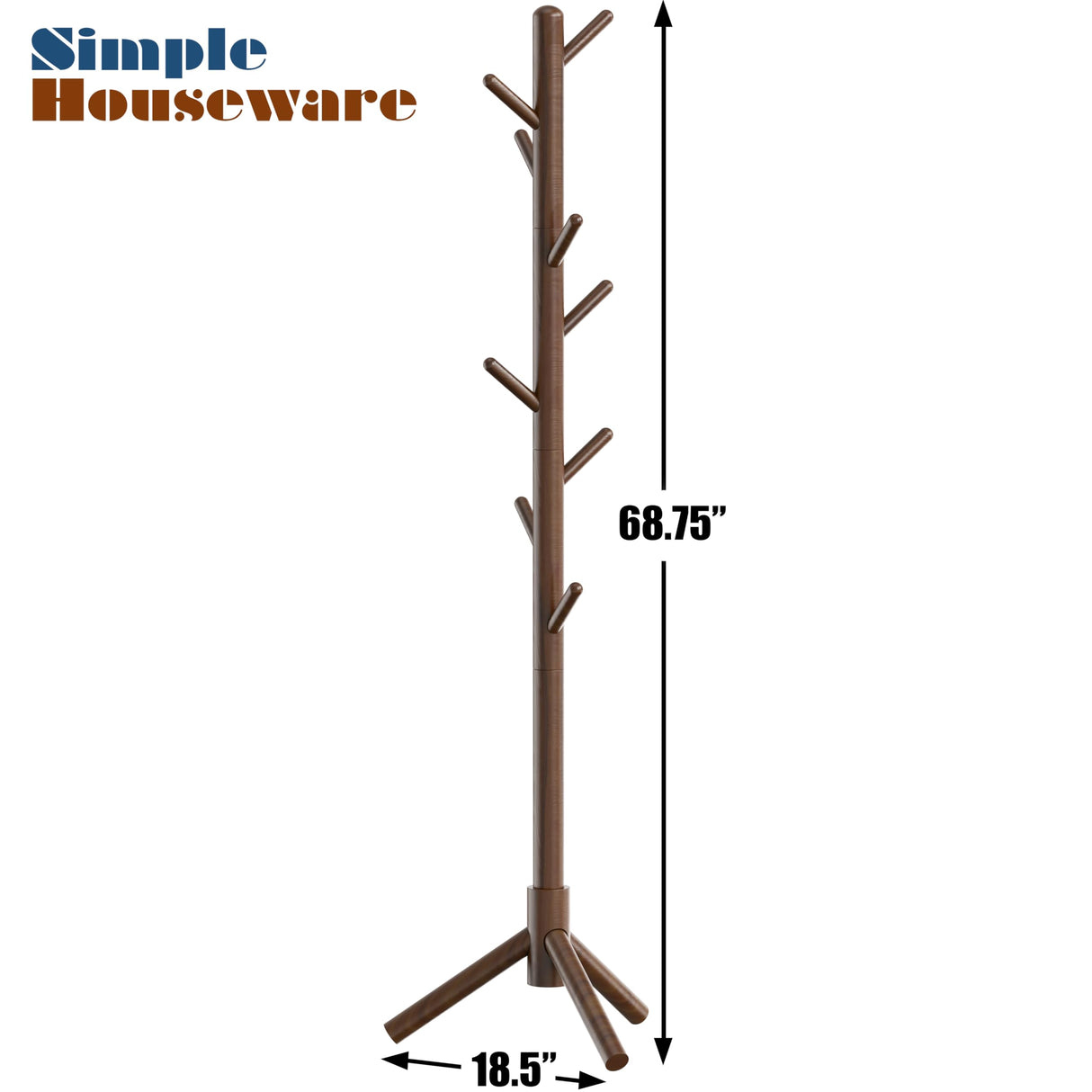 Simple Houseware Wooden Coat Rack Stand Garment Tree Rack, Walnut Simple Houseware