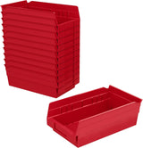 Akro-Mils 30130 Plastic Shelf Bins, Heavy Duty Storage Bins for Garage, Closet, and Drawer Organization, 12-Inch x 6-1/2-Inch x 4-Inch, Red, 12-Pack Akro-Mils