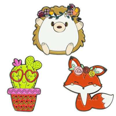 Needle Minders for Needlepoint [3 Pack] Needle Minder for Cross Stitch and Embroidery, Magnetic Needle Minder for Organizing, Cute Needle Nanny Magnet in 2 Pieces [Hedgehog, Fox, Cactus]