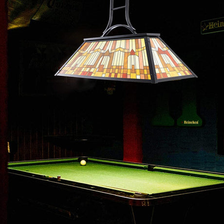 Wellmet 3-Lights Pool Table Lamp with Tiffany-Style Shade for 7' 8' 9' Table, 43.3” Vintage Billiards Light Fixtures Ceiling for Man Cave Club Bar Game Game Room Wellmet