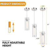 Esfos Pendant Ceiling Light Fixture, LED Kitchen Lighting Crystal Pendant Lights Kitchen Island, 1-Light Integrated Kitchen Hanging Light Fixture Modern Island Light with Bubble Glass Three Pack Esfos