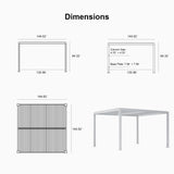 PURPLE LEAF Outdoor Louvered Pergola 12' x 12' White Aluminum Pergola Modern Shade Gazebo with 2 Independently Adjustable Rainproof Hardtop for Patio Garden Yard PURPLE LEAF