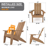 MXIMU Modern Adirondack Chair Weather Resistant with Cup Holder Oversized Fire Pit Chairs Adorondic Plastic Outdoor Chairs for Firepit Area Seating (Teak) MXIMU