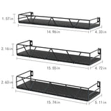 Amaoot Floating Shelves Set of 3, Home Wood Wall Shelf, Farmhouse Shelf for Bedroom, Wall Mounted Floating Shelf for Living Room, Bedroom, Bathroom, Kitchen, Office (Black 2) Amaoot