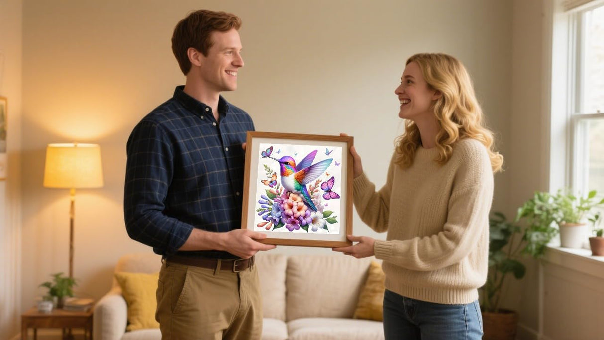 TCDZMYGS 4 Pack Paint by Numbers Kit for Adults Beginner, Hummingbird Butterfly Easy Paint by Number Kits with Framed, Flowers DIY Acrylic Oil Painting by Numbers for Home Wall Decor 10 x 10 inch TCDZMYGS