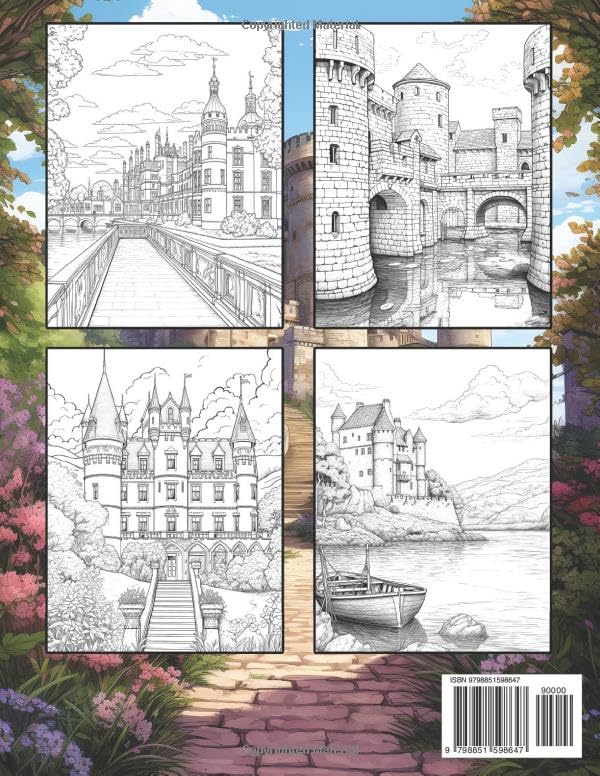 British Castles: Colouring Book for Adults with Beautiful Palace, Charming Scenery and Peaceful Landscape Majosta