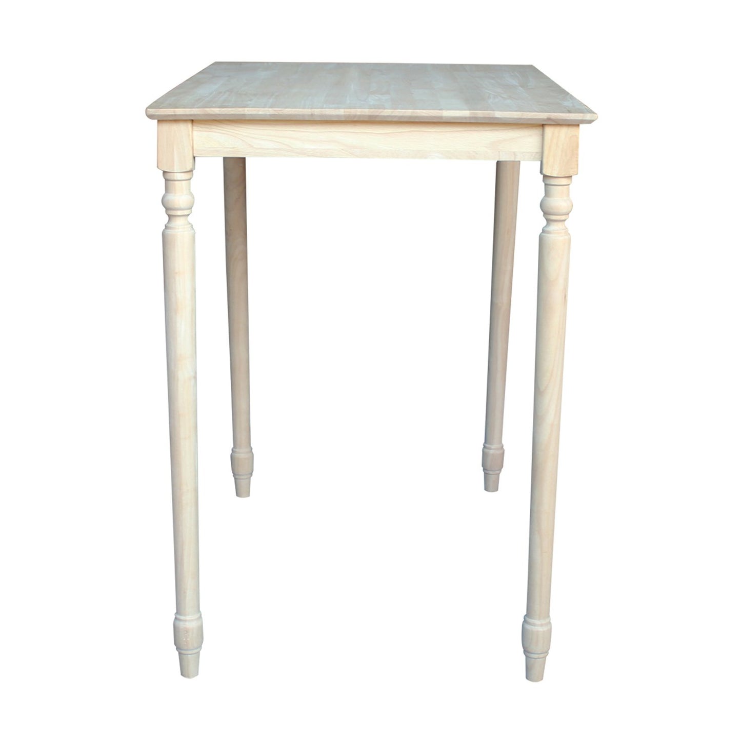 International Concepts Solid Wood Top Table with Turned Legs, Bar Height - WoodArtSupply