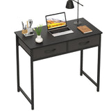 WOHOMO Small Computer Desk with Drawers, 31.5 Inch Black Vanity Desk with Storage, Home Office Computer Desk for Small Spaces, Modern Work Writing Study Table, Black WOHOMO