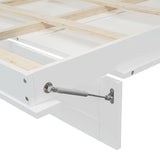 Merax Queen Murphy Bed with Wardrobe, Murphy Bed Cabinet Queen with Storage Shelves and LED Lights, No Box Spring Needed, White Merax