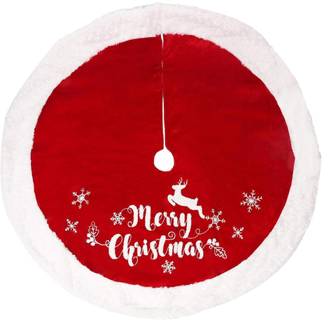 48 Inch Christmas Tree Plush Skirt,Faux Fur Christmas Tree Skirt with Snowflakes,Christmas Decorations Tree Base Skirt for Xmas Tree Decoration,Holiday Home Party Decor GAFYMI
