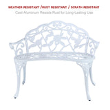 Patio Balcony Bench Double Seat, Anti-Rust Cast Aluminum Patio Garden Bench for Park Yard Outdoor Furniture White.1 C/G patio casa