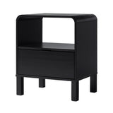 Walker Edison Modern Curved-Top Solid Wood 1-Drawer Nightstand with Open Cubby, 24 Inch, Black Walker Edison